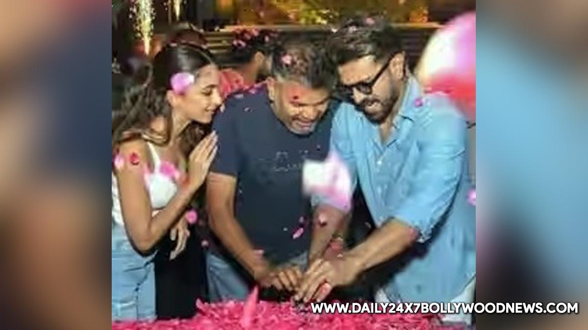 Ram Charan cuts birthday cake on RC15 set with Kiara Advani